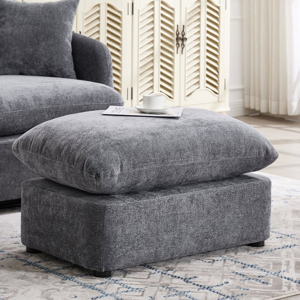 English Elm 360° 360 Swivel Oversized Chenille Armchair with Pocket Spring Seat and Three Throw Pillows Grey W1361S00093