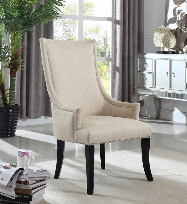 English Elm High Back Wingback Accent Chair Polyester Upholstery Nailhead Trim Tailored Living Room Seat Black+Natural B011P439042
