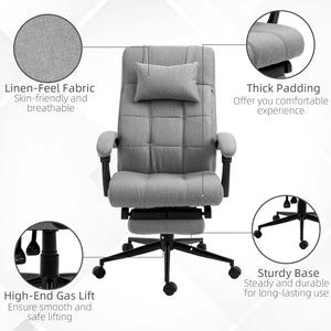 English Elm Vinsetto High-Back Ergonomic Office Chair With Retractable Footrest, Padded Armrests & Swivel Design W2225P200858-GIGA