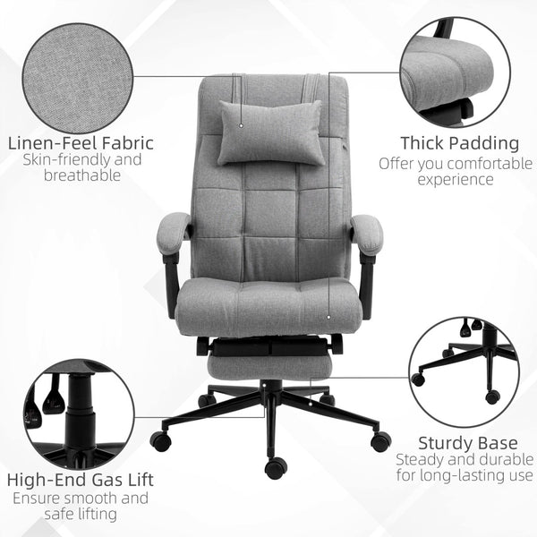 English Elm Vinsetto High-Back Ergonomic Office Chair With Retractable Footrest, Padded Armrests & Swivel Design W2225P200858-GIGA
