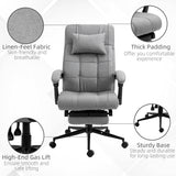 Vinsetto Executive High Back Office Chair with Adjustable Height, Footrest, Headrest, Armrest - Light Grey