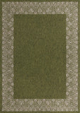Unique Loom Outdoor Border Floral Border Machine Made Floral Rug Green, Ivory/Gray 10' 0" x 14' 1"