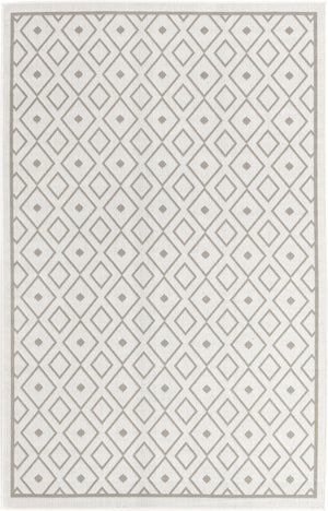 Unique Loom Outdoor Trellis Kafes Machine Made Geometric Rug Ivory, Gray 5' 3" x 8' 0"