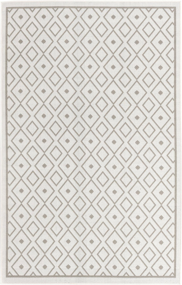Unique Loom Outdoor Trellis Kafes Machine Made Geometric Rug Ivory, Gray 5' 3" x 8' 0"