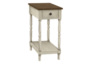 English Elm Accent Table - 2-Tier Side & End Table With Drawer, Vintage Charm For Compact Spaces & Storage B2710P219467