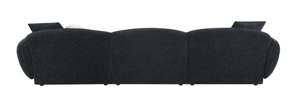 English Elm Lucifer Contemporary Black & White Shimmer Fabric Sectional Sofa with 3 Pillows, Full Foam Comfort B2726S00470