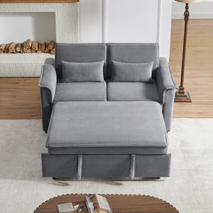 English Elm Modern Fabric Convertible Loveseat Sleeper Sofa Bed with Adjustable 3-Level Backrest, Twin Pull-Out for Small Spaces Grey W1123P283618