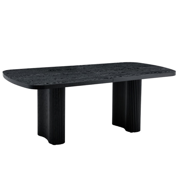 English Elm 78.7 Inch Black Mdf Dining Table Roman Column Legs Seats 8 Formal Room W1151S04595
