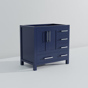 English Elm Navy 36" Bath Vanity Left Offset – Solid Wood Frame, Soft-Close Drawers, Open Shelf Storage, Fully Assembled B2731P258852