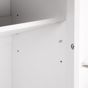 English Elm 63" Farmhouse Barn Door Storage Cabinet with Anti-Tip Safety, Quiet Drawers, Adjustable Shelf & Metal Handles White W2917P319121