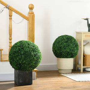 English Elm HOMCOM Realistic Set of 2 19.75" Boxwood Topiary Balls UV-Safe Outdoor Indoor Faux Plants Decor W2225P229587