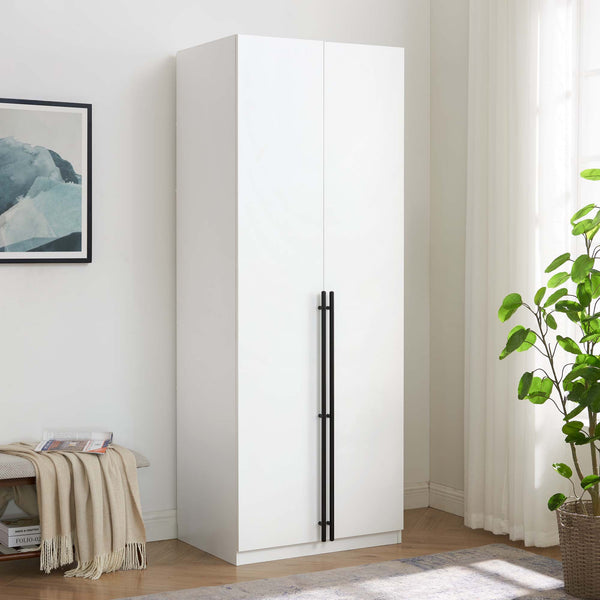 English Elm Lee Modern 32" White Wardrobe Closet - Stylish Storage Solution With Adjustable Shelves & Easy Assembly B365S00135