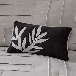 English Elm 7 Piece Dune Faux Suede Comforter Set Grey Full – Pintuck Design, Soft Microsuede, Contrasting Black Accents B03596790