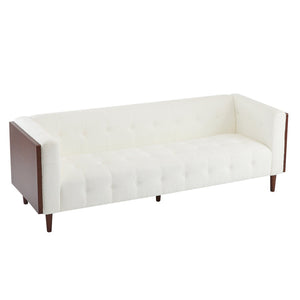 English Elm 3-seater Button Tufted Waffle Stitch Sofa Solid Hardwood Frame Mid Century Living Room N771P243854M_N771P243867M