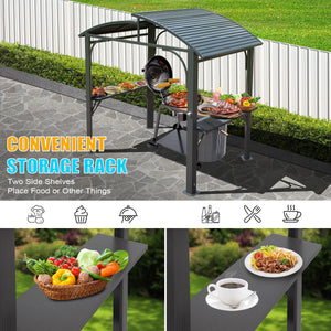 English Elm 8x5FT Arc Roof Grill Canopy with Double Galvanized Steel Roof, Sturdy Frame, Side Shelves, Bottle Opener Grey W1859S00074