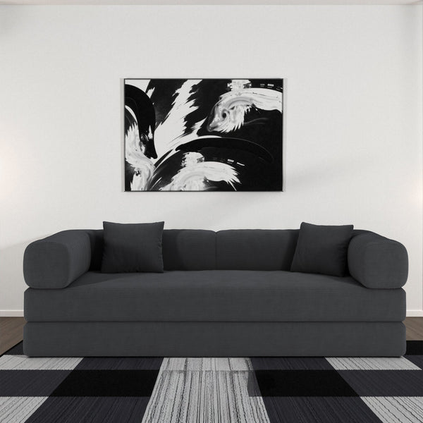 English Elm 78.8inch Modular sofa bed with removable backrest, foldable design, washable corduroy cover, versatile transforms into double bed and lounge seating for living spaces Gray W3147P351667