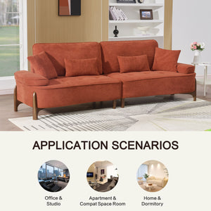 English Elm 103 Luxurious Cloud Velvet Sofa with High-Elastic Sponge Cushion, Deep-Seated Comfort for Living Spaces Brick red W2290S00010