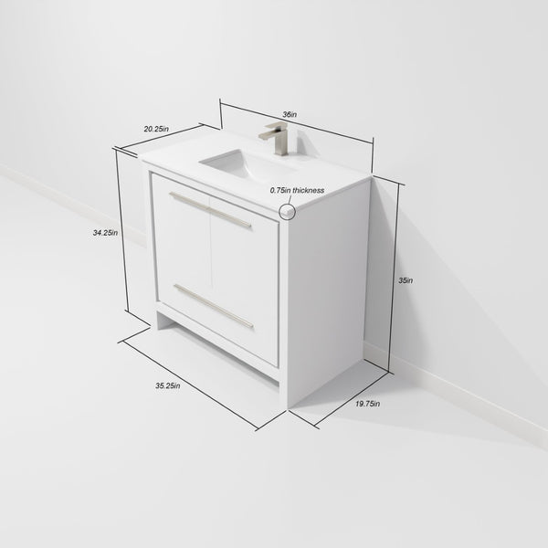 English Elm White Bath Vanity With White Quartz Top - Modern Design, Soft-Close Features & Organized Storage Solutions B2731P259368-GIGA