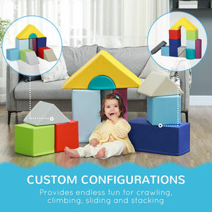 English Elm Soozier 11 Piece Soft Foam Toddler Climbing Play Set with Geometric Blocks Ages 1 to 3 W2225P229406