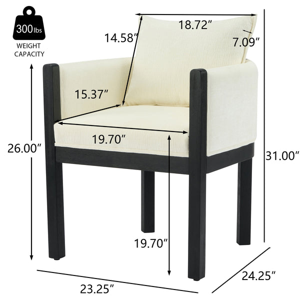 English Elm Christopher Knight Home® - Linen Upholstered Armchair Set Of 2 – Elegant White Chairs With Black Rubber Wood Legs For Modern Spaces N768P305168B