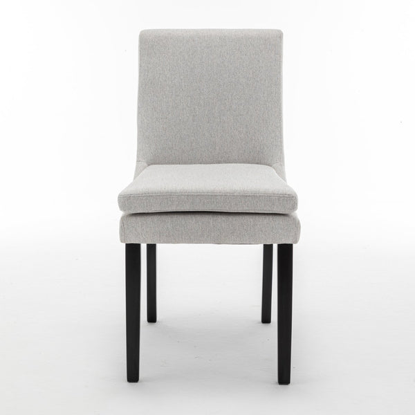 English Elm Modern Dining Chairs Set of 2 Light Gray Tufted Linen Upholstered Seats with Solid Wood Legs, 300lb Capacity, Versatile Accent Dining Chairs for Home & Restaurant W2200P152210