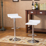 English Elm Baxton White Adjustable Height Wood and Chrome Metal Bar Table and 2 Chrome Air Lift Adjustable Swivel Stools Set