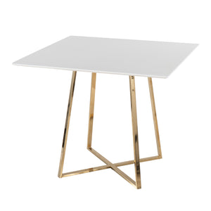 English Elm Cosmo Square Dining Table: Stylish White Wood Top & Gold Metal Base For Modern Glam Spaces B202S01112