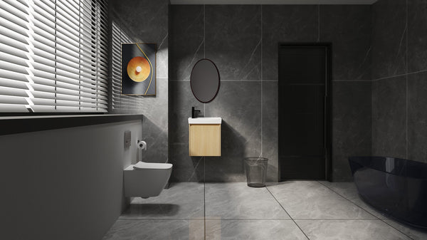 English Elm 20" Wall-Mounted Bathroom Vanity With Ceramic Sink - Stylish Oak Finish, Compact Storage Solution W1972P196394