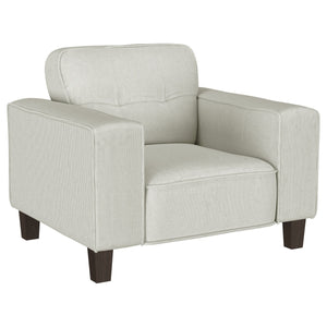 English Elm Dana Greige Plush Corduroy Tufted Accent Chair with Wide Track Arms, Modern Cozy Living Room Seat B062S00620