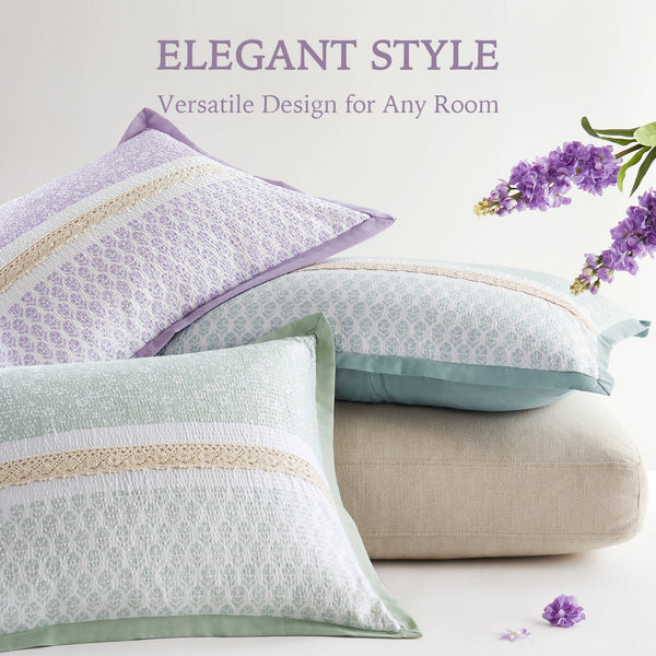 English Elm 5 PCS King/Cal King Seersucker Comforter Set with Lace Trim, Plush Microfiber Fill, 5-Piece Elegant Bedding Ensemble B035P366535