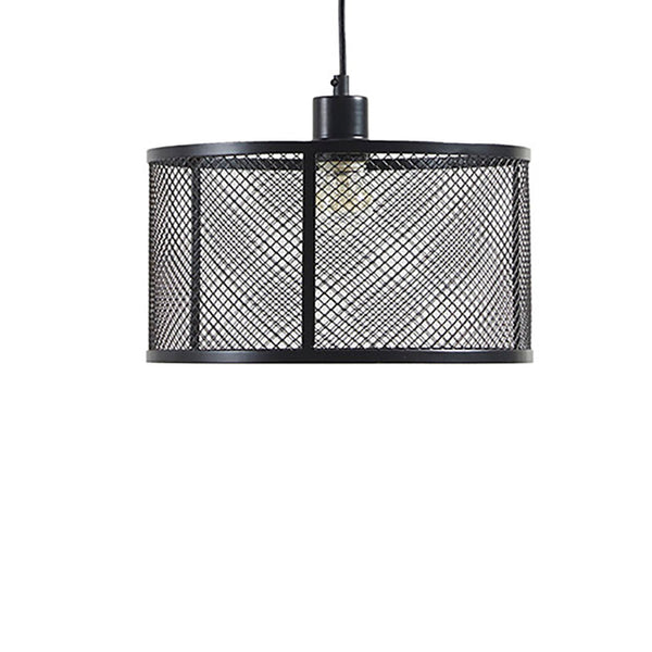 JLA Home INK+IVY - Metal Jaxson Mesh Pendant Light — Matte Black Industrial Caged Drum, Adjustable 76" Hanging Length II151-0115