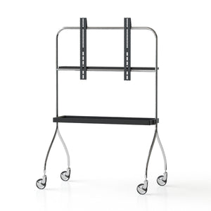 English Elm Walk 360° Movable TV Stand Antique Finish with Metal & Wood Shelves, Fits 43–70" TVs, 200lb Load Black W3318P307901