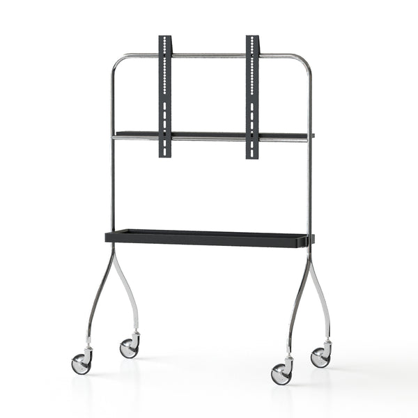 English Elm Walk 360° Movable TV Stand Antique Finish with Metal & Wood Shelves, Fits 43–70" TVs, 200lb Load Black W3318P307901