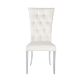 English Elm Set Of 2 Velvet Upholstered Dining Chairs, White and Chrome