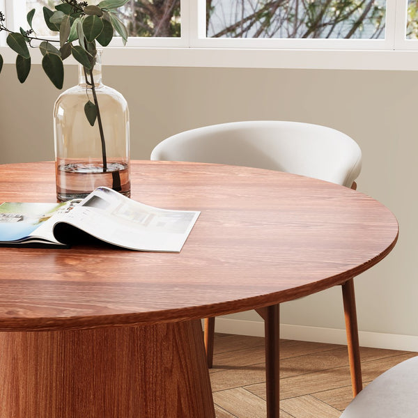 English Elm 43" Solid Wood Walnut Round Dining Table for 2-4 — Durable Rubberwood Base, Eco-Friendly Finish, Versatile Use T3833S00040