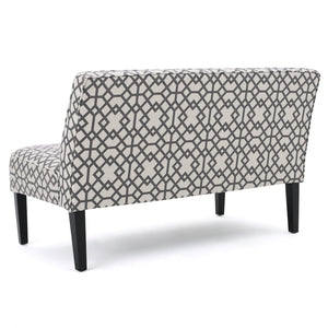 English Elm 50'' Geometric Gray Polyester Loveseat with Matte Black Legs for Modern Living N771P376540S