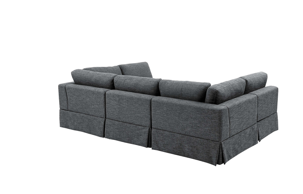 English Elm 6-Piece Upholstered Sectional Sofa - Reversible Modular Design, Family-Friendly Comfort & Style B343S00016