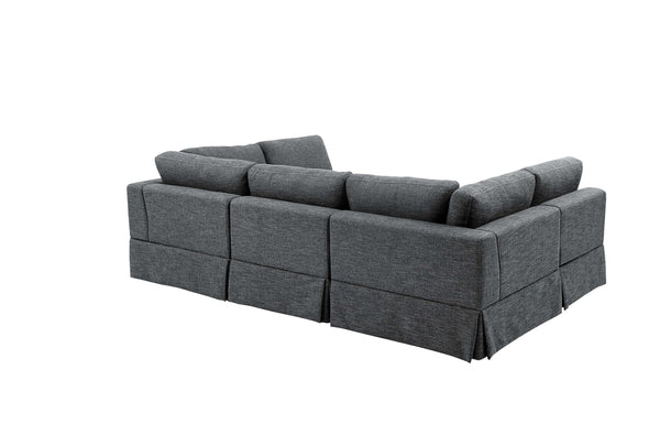 English Elm 6-Piece Upholstered Sectional Sofa - Reversible Modular Design, Family-Friendly Comfort & Style B343S00016