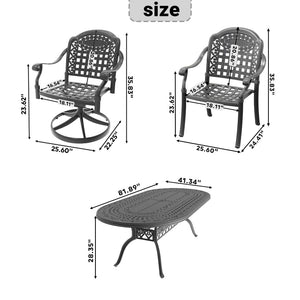 English Elm 9-piece Cast Aluminum Outdoor Dining Set with Oval Table and Swivel Chair Seating W1710S00663
