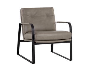 Sunpan Sterling Mid-Century Modern Lounge Chair - Luxurious Italian Leather & Industrial Design Comfort Missouri Stone Leather