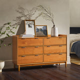 55.1" Solid Wood 6-Drawer Chest with Gallery Caramel LEEBDCA-T Walker Edison