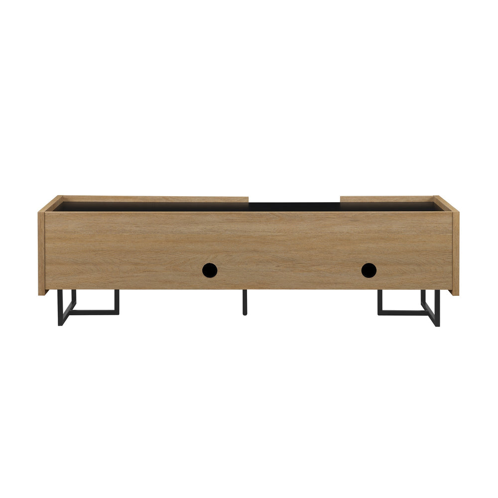 English Elm Walker Edison - Contemporary Coastal Oak Low-Profile TV Stand for 65" TVs with Faux Marble Top, Cord Management, Durable MDF B185P169058