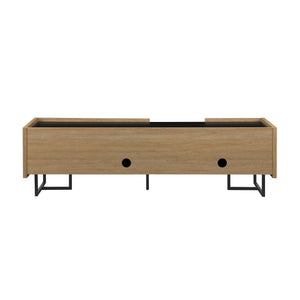 English Elm Walker Edison - Contemporary Coastal Oak Low-Profile TV Stand for 65" TVs with Faux Marble Top, Cord Management, Durable MDF B185P169058