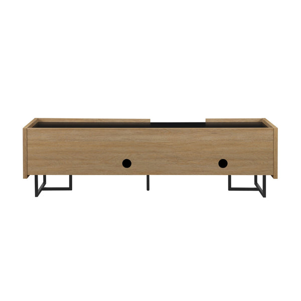 English Elm Walker Edison - Contemporary Coastal Oak Low-Profile TV Stand for 65" TVs with Faux Marble Top, Cord Management, Durable MDF B185P169058