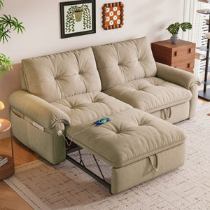 English Elm W3820s00014is Velvet Sleeper Sofa Convertible Guest Bed for Studio Apartments Brown W3820S00025