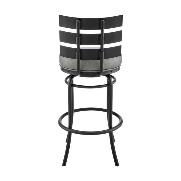 English Elm Piren Swivel Bar Stool In Black Frame With Gray Faux Leather For Stylish Kitchen Or Dining Comfort B2736P268568-GIGA