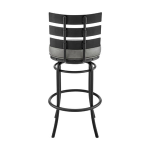 English Elm Xelora Swivel Counter Or Bar Stool: Stylish Black Frame, Gray Faux Leather, 360° Comfort & Durability B2736P354303-GIGA