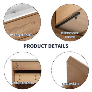 English Elm 36" Wall Mounting Bathroom Vanity With Ceramic Sink, Side Adjustable Shelf, Soft-Close Drawers, Water-Resistant Plywood Finish W999S00142