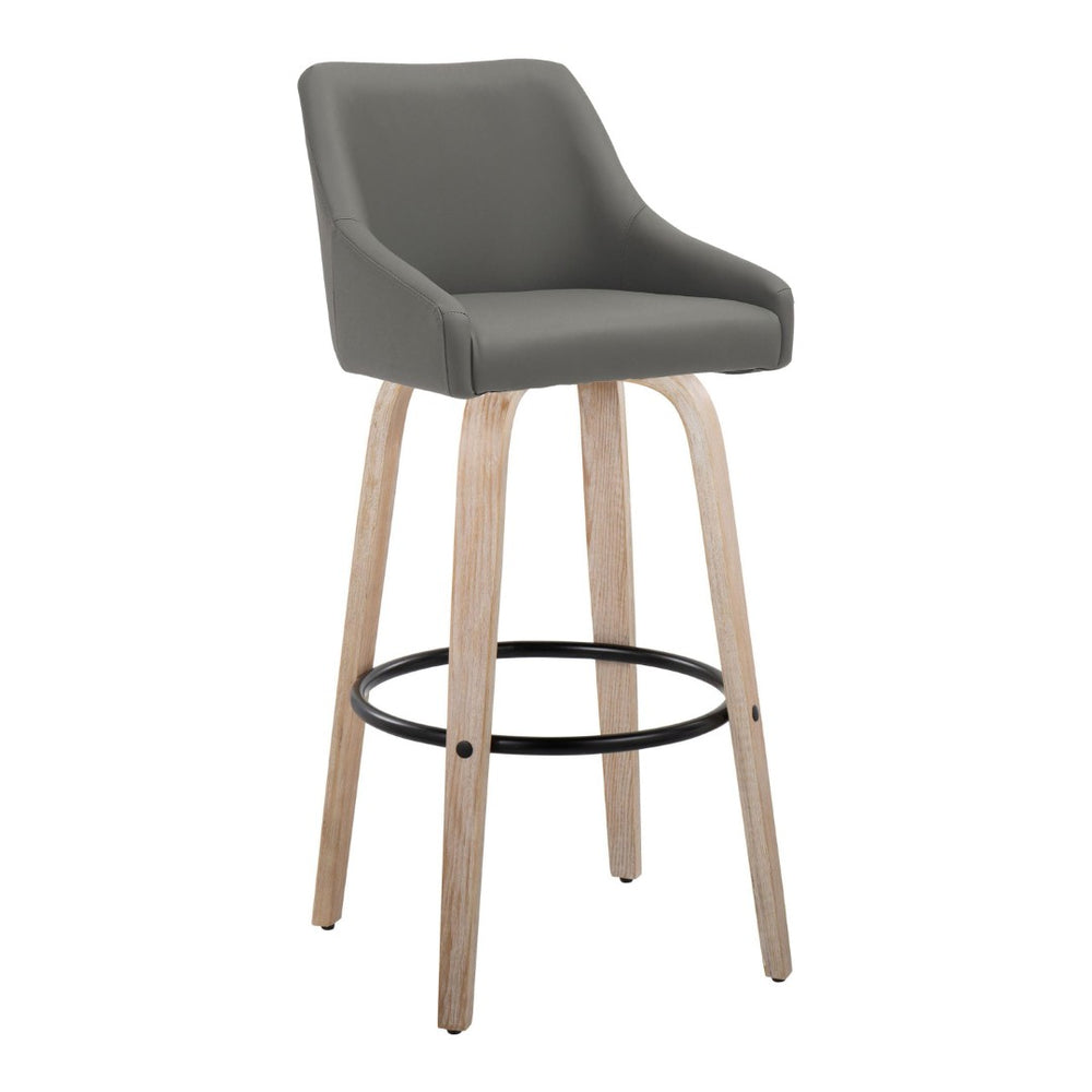 English Elm Adjustable Swivel Barstools Mid-century Walnut Faux Leather Kitchen Counter Set of 2 Dark Grey B202S01921