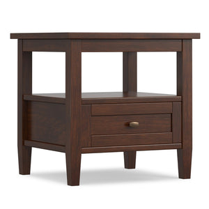 English Elm Warm Shaker Solid Wood End Table with Drawer Open Shelf Rustic Living Room Accent B136P481642